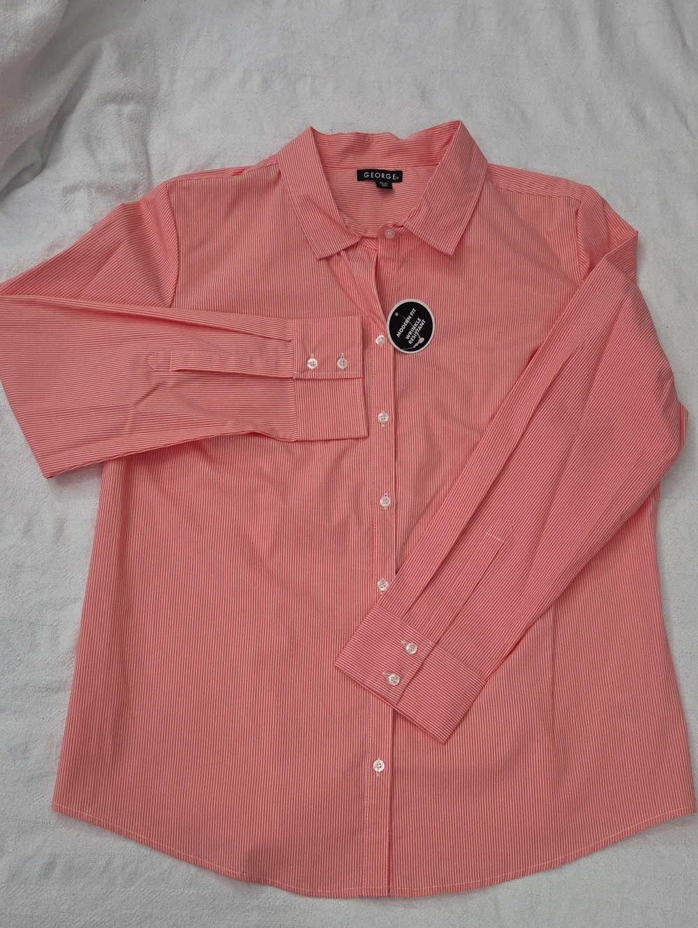 George Striped Button Down Shirt Coral Salmon Peach XL (16-18) 4 for $20